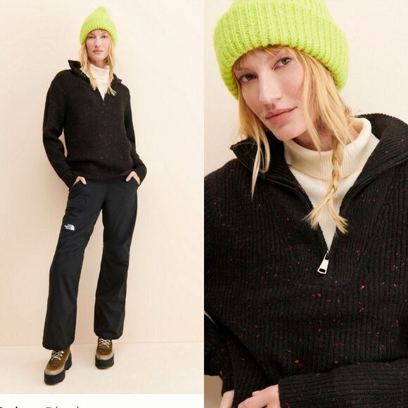 ANTHROPOLOGIE | RD Style Millie Quarter Zip sweater | Large | black red - Picture 4 of 13